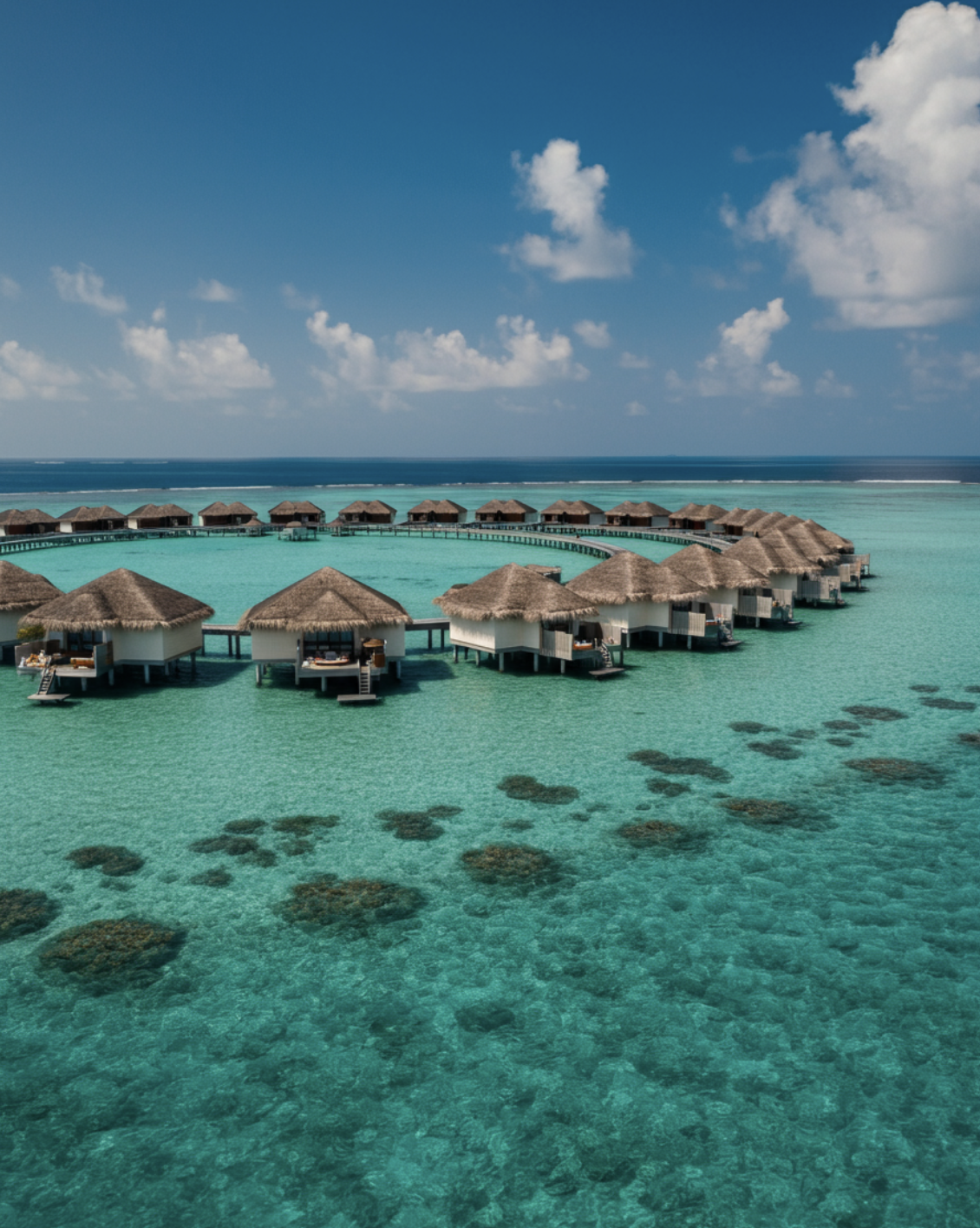 Maldives luxury resort aerial view